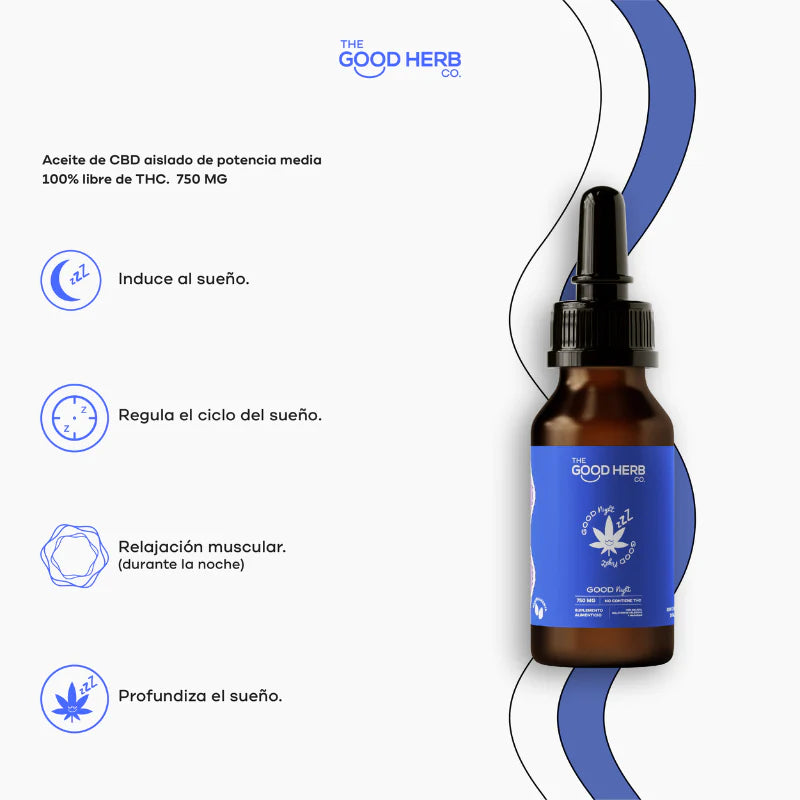 The Good Herb | Good Night Sleep Formula CBD Aislado 750 mg + Melatonina 30 ml