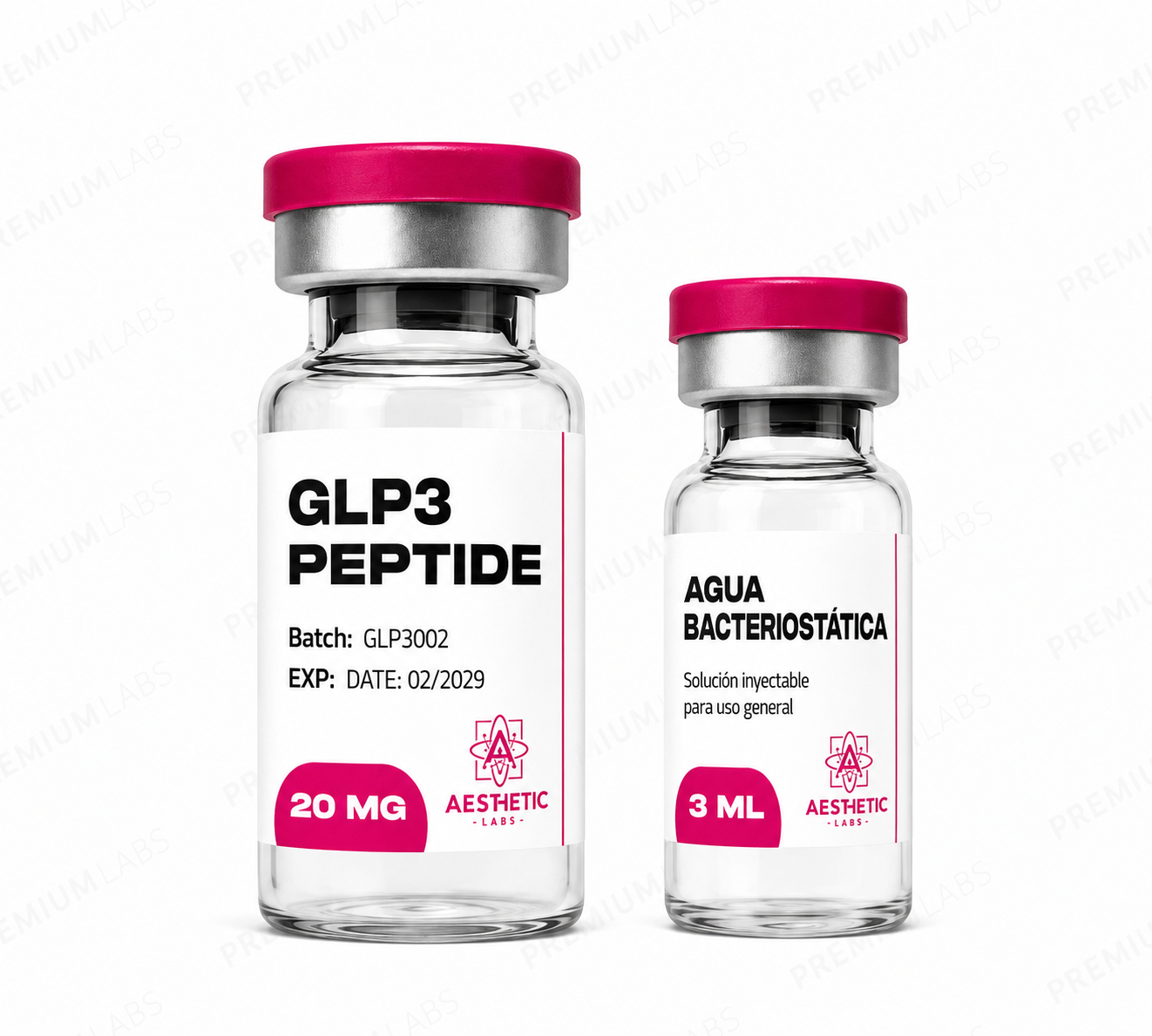 Aesthetic Labs | GLP3 Peptide 20 mg + Agua Bacteriostática 3 ml | Sin Caja