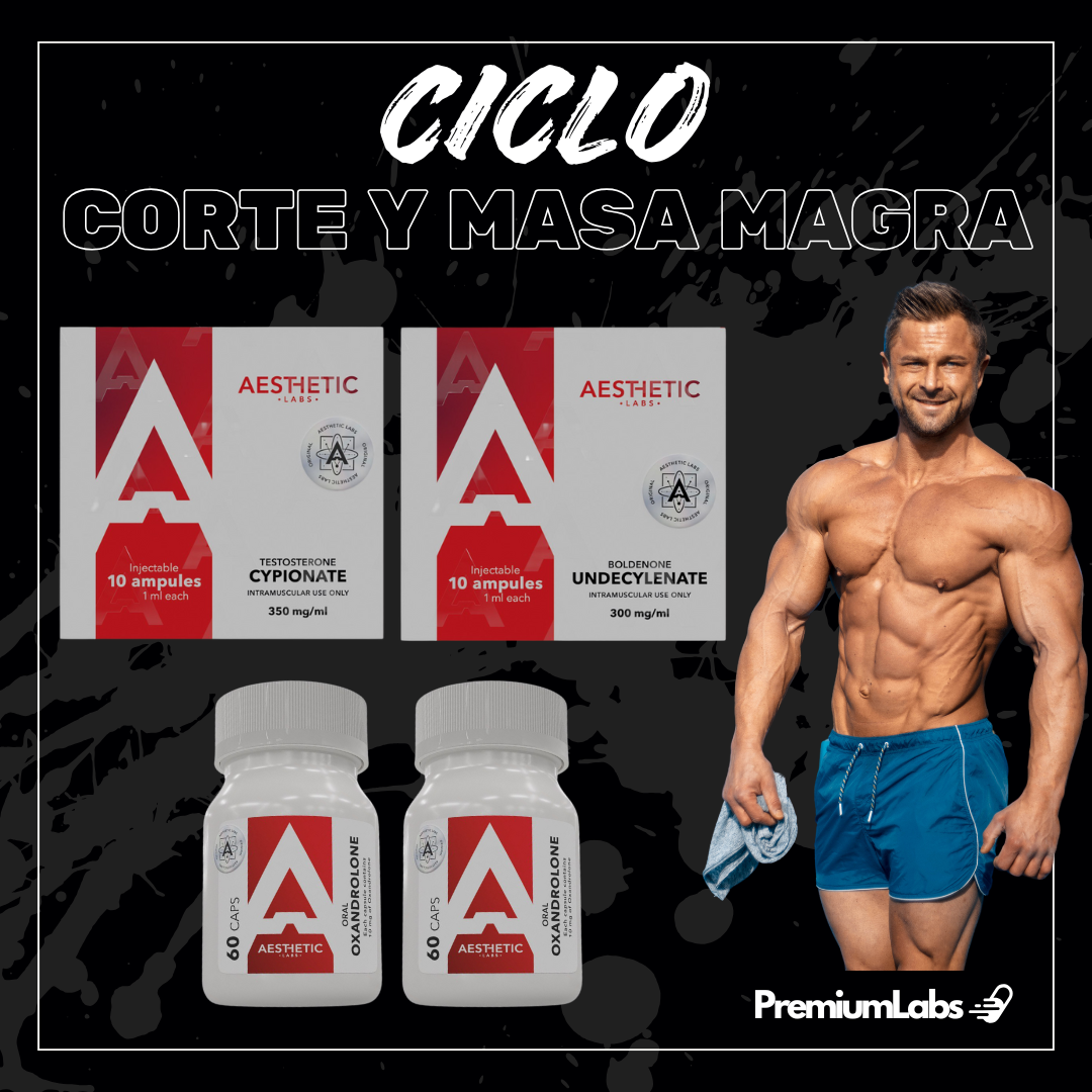 Ciclo Masa Magra y Corte: Testosterona Cipionato + Boldenona + Oxandrolona Aesthetic Labs