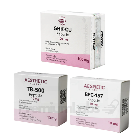 Aesthetic Labs | Premium Glow Stack (rejuvenecimiento cutáneo, reparación y estética) (GHK-Cu + BPC-157 + TB-500) | 99.9% Peptidos Pureza